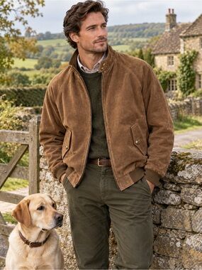 Orvis Sporting Traditions Suede Leather Bomber Jacket Brown L Heritage Old Money
